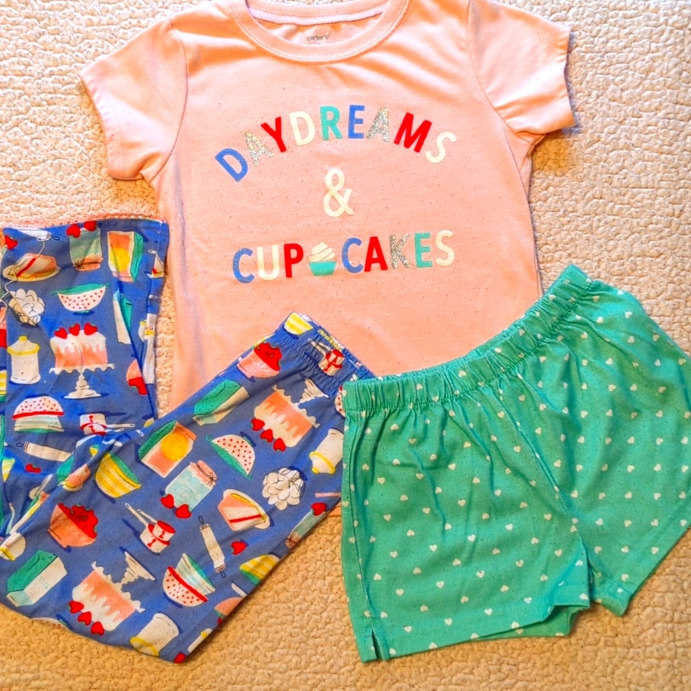 Carter's PJ's Pink and Green Sets For Sweet Dreams. Good Condition - Picture 3 of 9